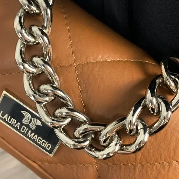 🌸 Laura Di Maggio Bag - Brown Quilted Leather Bag - NWT - Picture 6 of 8